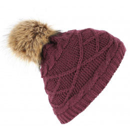 Burgundy Victoria Pompom Beanie - Traclet
