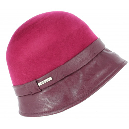 Evelina Burgundy Felt Cloche Hat - Traclet