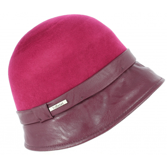 Evelina Burgundy Felt Cloche Hat - Traclet