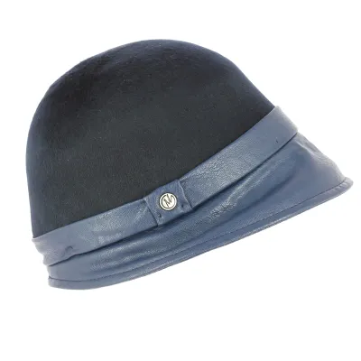 Felt Cloche Hat Evelina with Navy Skai Brim - Traclet Reference: 8465 | Traclet Hat Shop