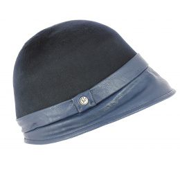 Felt Cloche Hat Evelina Navy - Traclet