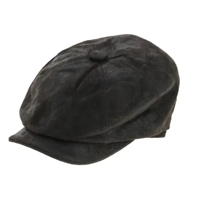 Casquette Hatteras Newsboy Cuir Chocolat- Aussie Apparel Reference : 8561 | Chapellerie Traclet
