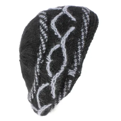 Beret / Bonnet Tricot Angora Lecce Noir - Traclet  - achat beret tricot Reference : 3190 | Chapellerie Traclet