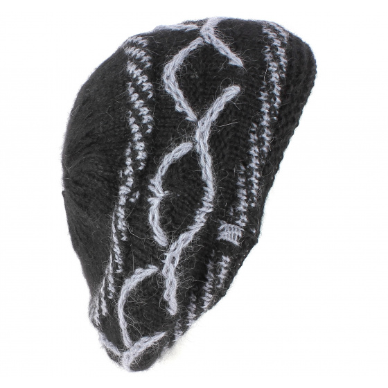 Black Lecce Angora Knit Beret / Hat - Traclet