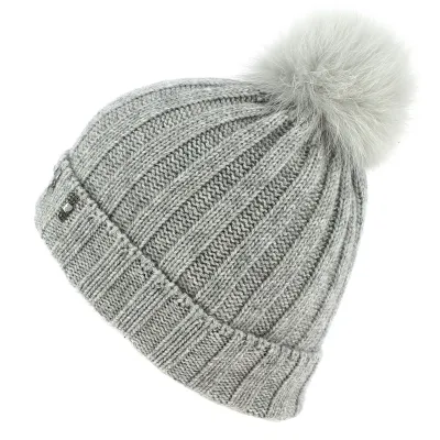 Foxy Beanie with Fox Fur Pompom Traclet Gray Reference: 6508 | Traclet Hat Shop