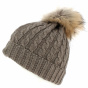Brown Lanette Pom Pom Beanie - Traclet