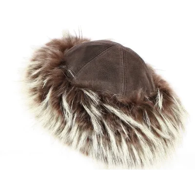 Ciadellia Leather & Fox Fur Glazed Brown Hat - Anna Rizzo Reference: 2429 | Traclet Hat Shop