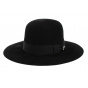 Black Lise Rabbit Felt Wide-Brimmed Hat - Fléchet