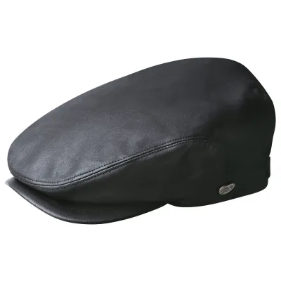 Casquette Plate Stockton Cuir Noir- Bailey  Reference : 8605 | Chapellerie Traclet
