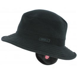 Black Gore Windstopper Bucket Hat with Ear Flaps - Crambes