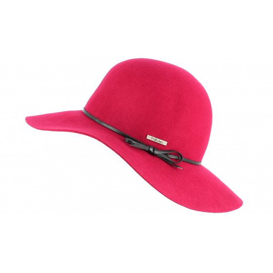 Jessica Red Wool Felt Wide Brim Hat - Traclet