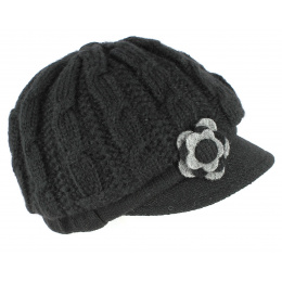 Angele Newsboy Cap Black Knit - Traclet
