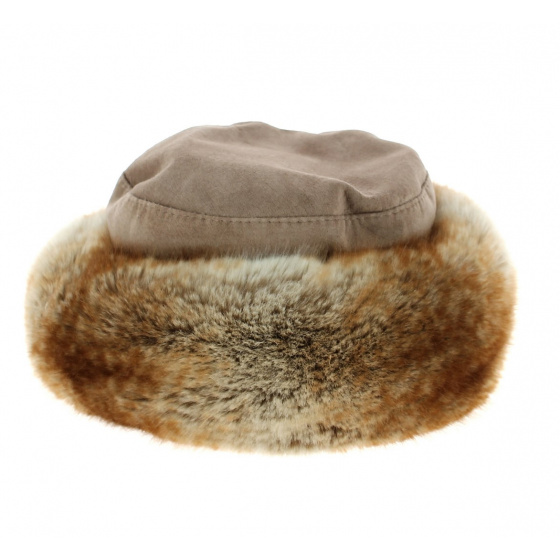 Nastasia Leather & Faux Fur Beige Hat - Traclet