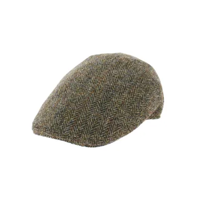 Khaki Harris Tweed Flat Cap - Traclet Reference: 8634 | Traclet Hat Shop