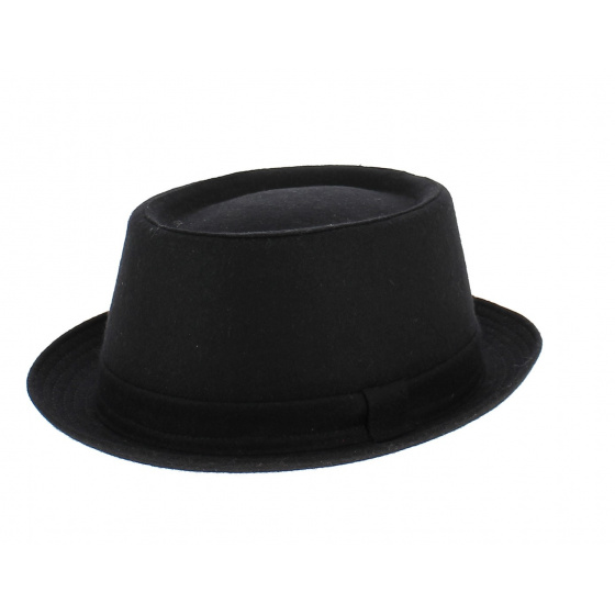 Black Wool Prato Porkpie Hat - Traclet