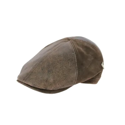 Brown Leather Lorette Flat Cap - Fléchet Reference: 8653 | Traclet Hat Shop