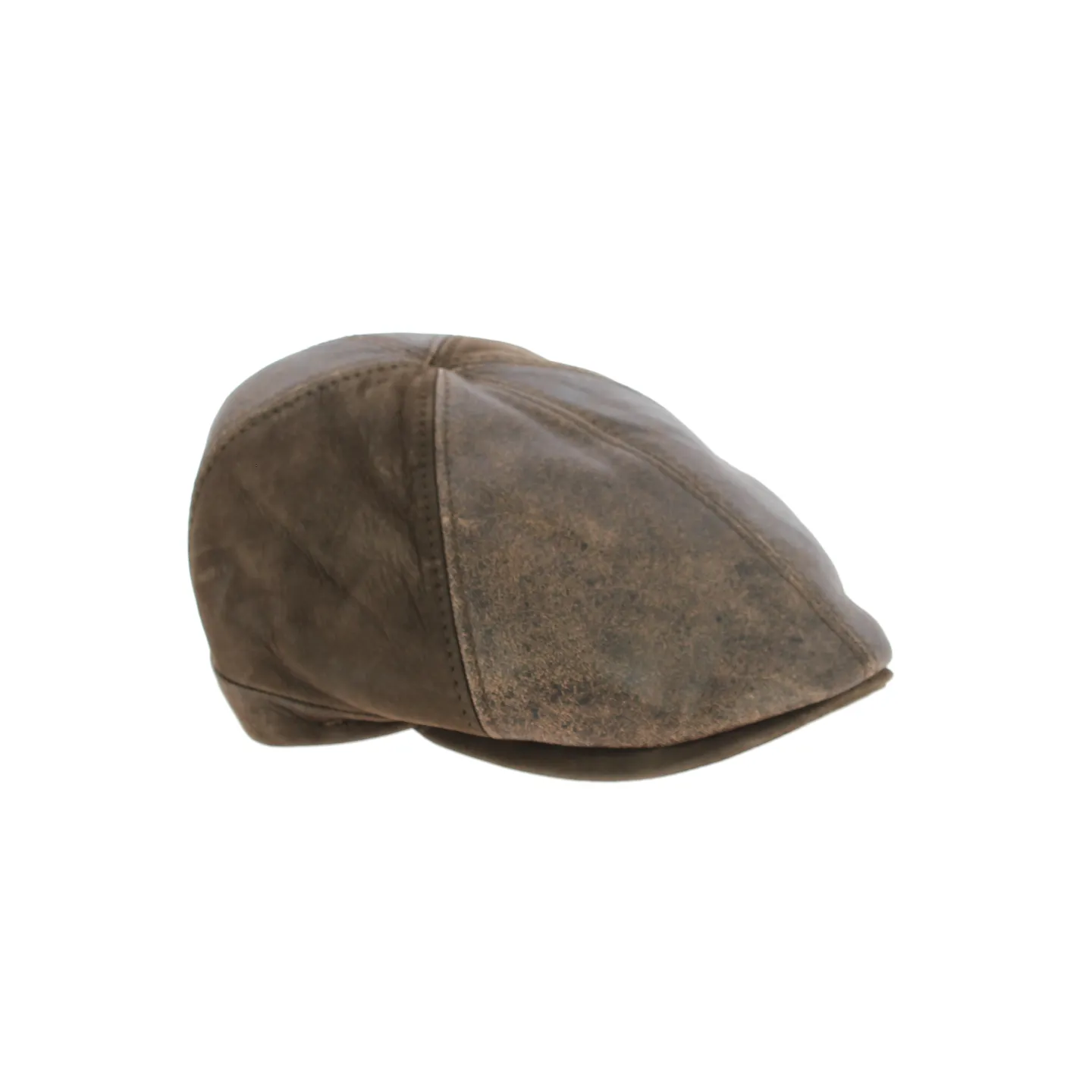 Brown Leather Lorette Flat Cap - Fléchet Reference: 8653 | Traclet Hat Shop