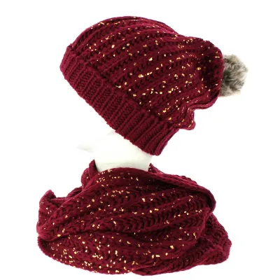 bonnet snood pailleté bordeaux TRACLET Reference : 8664 | Chapellerie Traclet