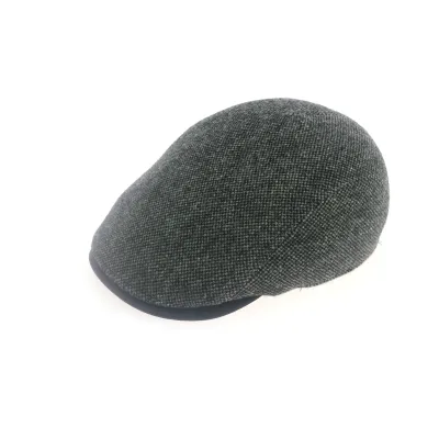 Grey and Black Chambon Flat Cap - Traclet Reference: 8734 | Traclet Hat Shop