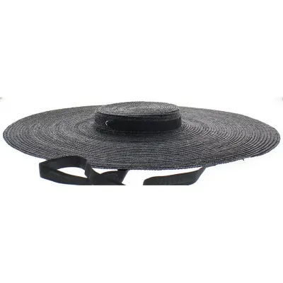 black Provencal straw hat - headband Reference: 8735 | Chapellerie Traclet