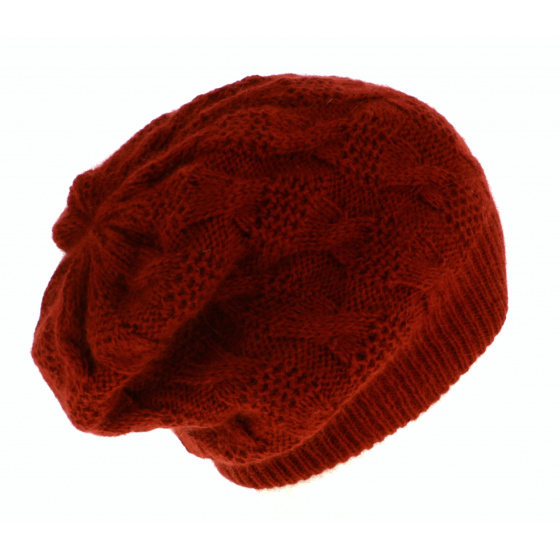 Flat Beanie Abigail Angora Plum - Traclet