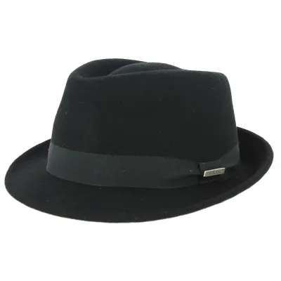 Black Wool Felt Trilby Hat Romans Made In France - Traclet Reference: 8650 | Traclet Hatmakers
