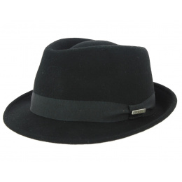 Black Wool Felt Trilby Hat Romans Made In France - Traclet