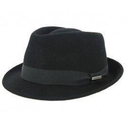 Trilby hat made in france Romans Felt Wool Black- Traclet