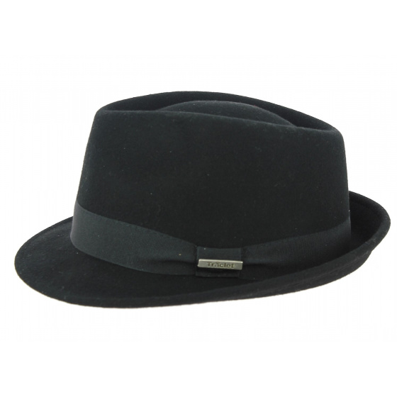 Black Wool Felt Trilby Hat Romans Made In France - Traclet
