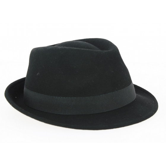 Chapeau Trilby Romans Feutre Laine Noir Made In France  - Traclet