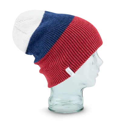 The Frena Heather Red Stripe Beanie - Coal Reference: 8803 | Chapellerie Traclet