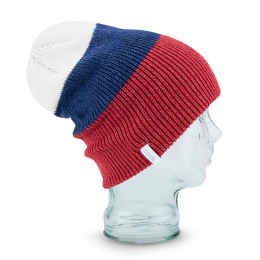 The Frena Heather Red Stripe Beanie - Coal