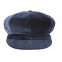Navy Blue Velvet Lucile Newsboy Cap - Traclet