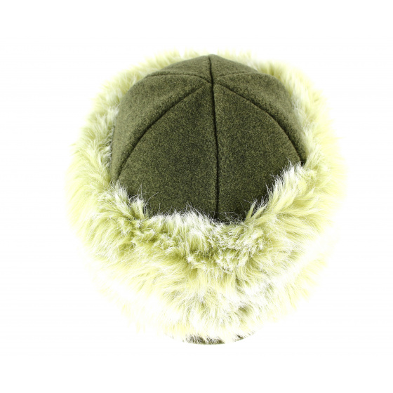 Toque Chamonix Fourrure Verte- Traclet  Toque Chamonix Fourrure Verte- Traclet