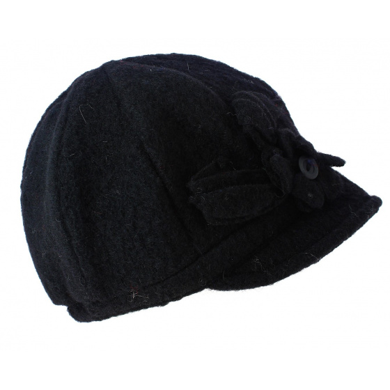 Black Boiled Wool Neima Cap - Traclet