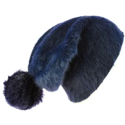 Bonnet Long Venice Angora Bleu Marine à Pompon- Traclet  Reference : 8867 | Chapellerie Traclet