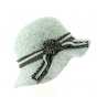 Alexa Wide-Brimmed Light Gray Wool Felt Hat - Traclet