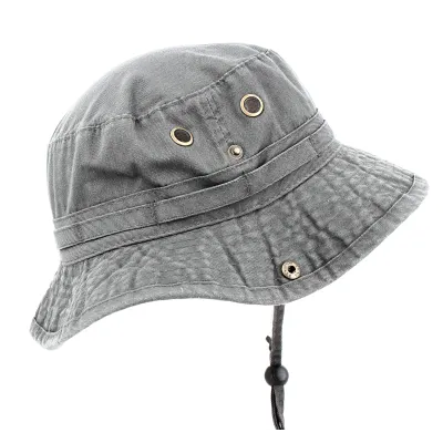 Ethos dark gray cotton bucket hat with cord - Australian bucket hat Reference: 8878 | Traclet Hat Shop