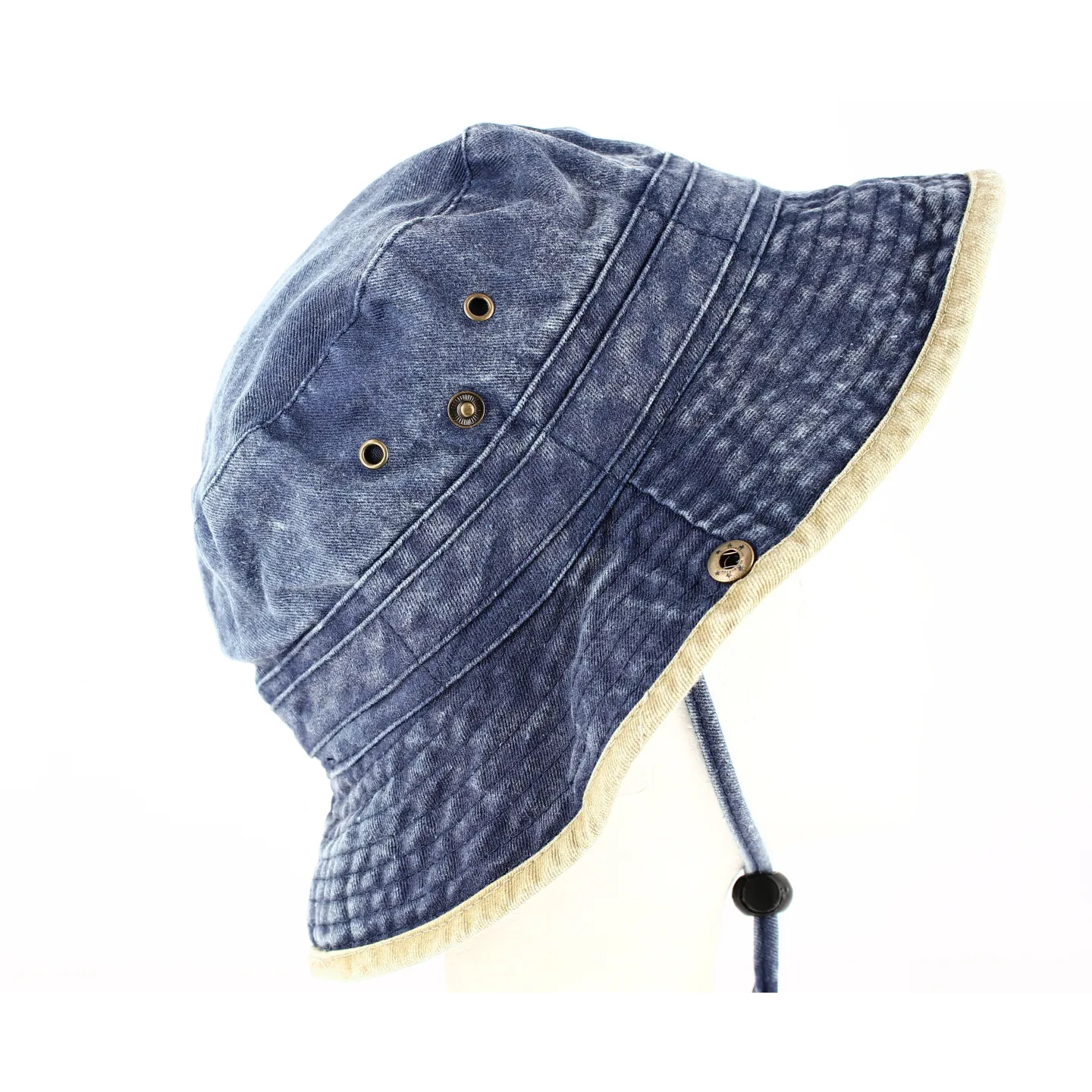 Bob Coton Broom Bicolore Bleu/Beige- Traclet  Reference : 8882 | Chapellerie Traclet