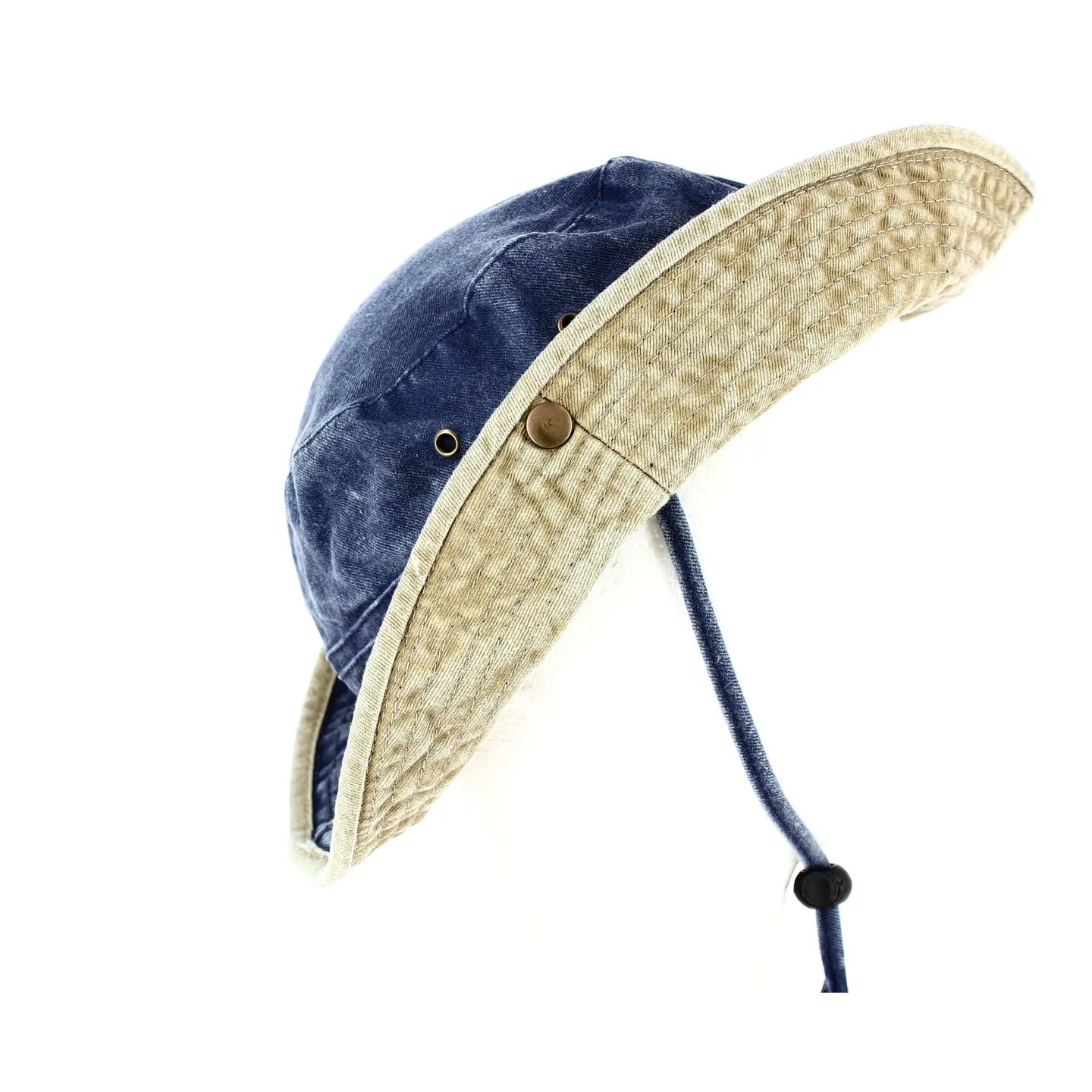 Bob Coton Broom Bicolore Bleu/Beige- Traclet  Reference : 8882 | Chapellerie Traclet