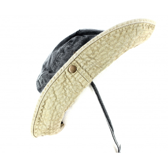 Two-Tone Cotton Bucket Hat Anthracite/Beige - Traclet