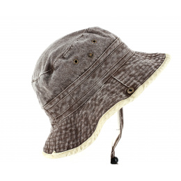 Two-Tone Cotton Bucket Hat Brown/Beige - Traclet