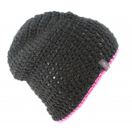 Basic reversible beanie in fuchsia and white
