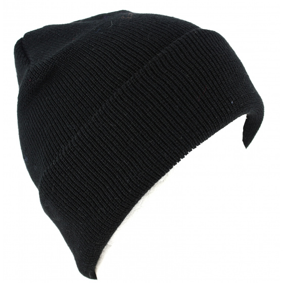 Black Wool-Lined Cuffed Beanie - Traclet by Marone