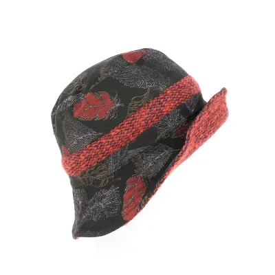 Pertse Black Cotton Bucket Hat with Rust Leaf Prints - Traclet  Reference: 8907 | Traclet Hat Shop