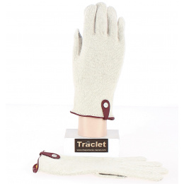 Seville Wool & Cashmere Touch Screen Gloves Cream/Burgundy - Traclet