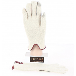 Seville Wool & Cashmere Touch Screen Gloves Cream/Burgundy - Traclet