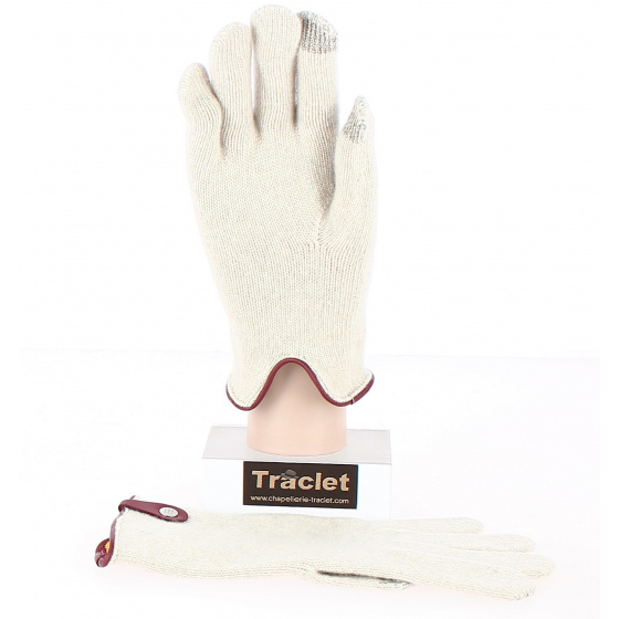 Gants Tactiles Séville Laine & Cachemire Crème/Bordeaux- Traclet Gants Tactiles Séville Laine & Cachemire Crème/Bordeaux- Traclet