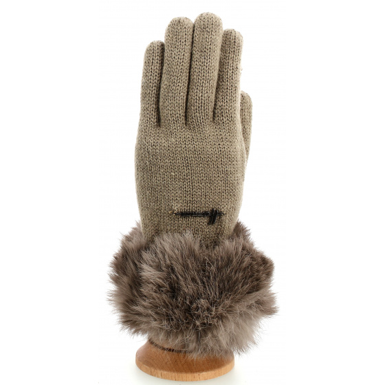 Pyrop Rabbit Fur Gloves Taupe - Herman