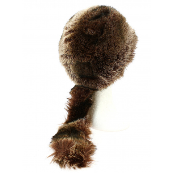 Brown Faux Fur Davy Crockett Cap - Traclet